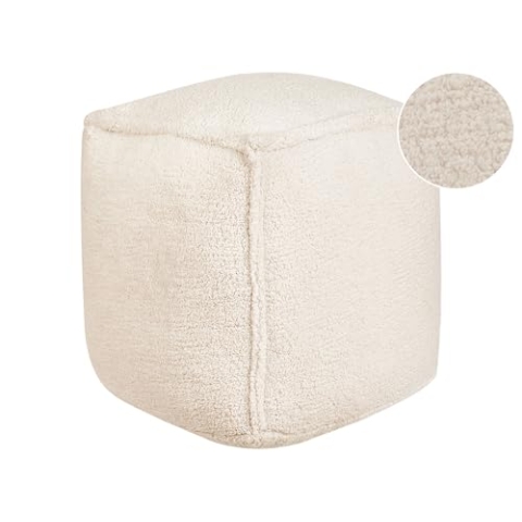 Beliani Pouf Kissen Quadratisch 40 x 40 x 40 cm Polyester und Jute Hellbeige Alipur