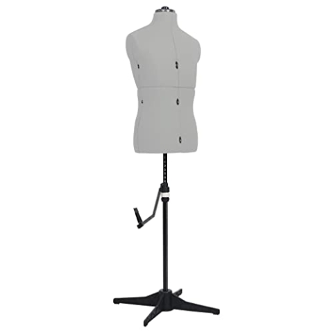 vidaXL Schneiderpuppe Verstellbar Männlich Schaufensterpuppe Torso Mannequin Schaufensterfigur Modepuppe Schneiderbüste Grau Größe 37-45