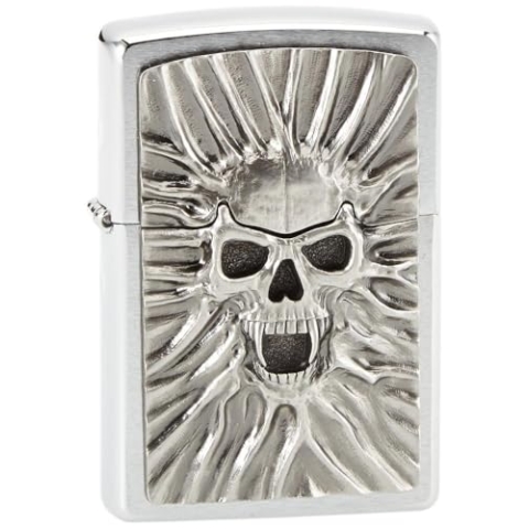 Zippo 200 1300120 Scream of Sand Emblem Benzinfeuerzeug, Messing, Chrom gebürstet, 1 x 3,5 x 5,5 cm