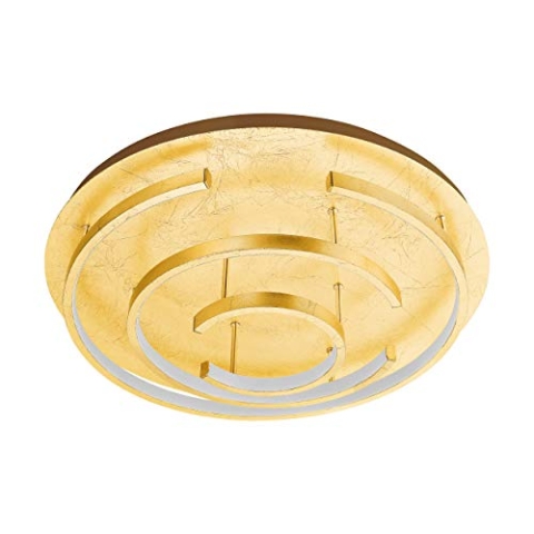 EGLO LED Deckenleuchte Pozondon, 3 flammige Deckenlampe, Extravagant, Wohnzimmerlampe aus Stahl und Kunststoff, Küchenlampe, Flurlampe Decke in Gold Schlagmetall-Optik, Weiß