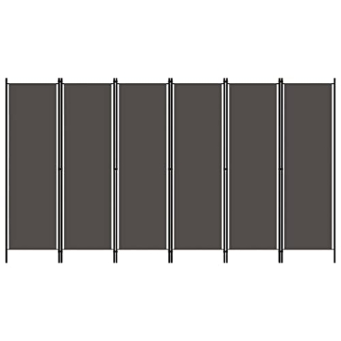 vidaXL Raumteiler Klappbar Freistehend Trennwand Paravent Umkleide Sichtschutz Spanische Wand Raumtrenner 6-TLG. Anthrazit 300x180cm Eisen Stoff