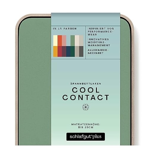 schlafgut Cool Contact Microfaser Spannbettlaken bis 100x200cm, Green Mid kühlend kalt