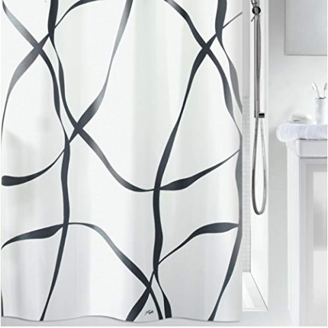 Spirella 10.11766 Anti-Schimmel Duschvorhang Ribbon Anti-Bakteriell, waschbar, wasserdicht Polyester 180x200cm
