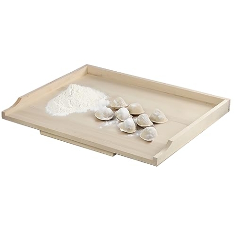 KADAX Nudelbrett, Holzbackbrett aus hochqualitativem Pappelholz, Teigbrett mit Anschlagleisten, Traditionelles Backbrett für Nudeln, Kuchen, Teigtaschen (Einseitig, 50x70cm)