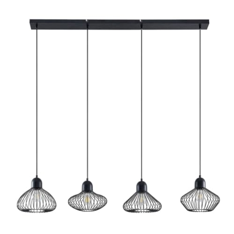 Lindby Pendelleuchte Raelyn in Schwarz aus Metall (4 flammig, E27) - Deckenlampe Esstischlampe Hängelampe Hängeleuchte Wohnzimmerleuchte