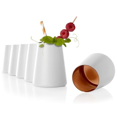 Stölzle Lausitz Becher Weiß/Bronze Power 6er-Set 380 ml – Moderne Gläser für Wasser, Wein, Drinks & Saft – Hochwertige Cocktail Gläser aus Kristallglas – Spülmaschinen- & Stoßfest, Made in Germany
