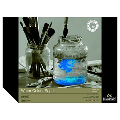 Rembrandt Professionelles Aquarellpapier Block | 300 g/m², 20 Blatt | 100% Baumwollpapier | 30 x 40 cm