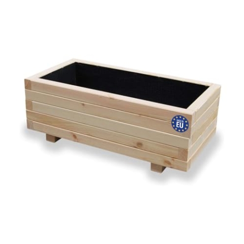 Alfalux Blumenkasten Pflanzkasten Aus Holz Pflanzkübel Balkonkasten Pflanzgefäß Garten Balkon Terrasse 80KAN4030 80 x 40 x 30H cm