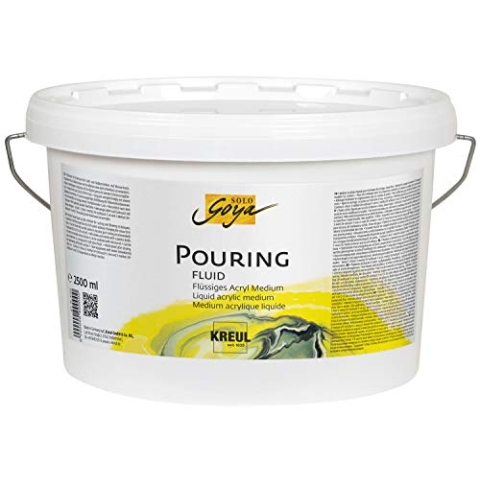 KREUL 87215 - Solo Goya Pouring Fluid, 2500 ml Eimer, flüssiges Acrylmedium für Gieß- und Fließtechniken, auf Wasserbasis, optimiert das Fließverhalten von Acrylfarben