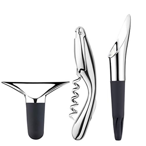 Georg Jensen GJ 083783 Wein Set, Korkenzieher, Winestopper und Winepourer, 3 Stück, Edelstahl, stainless steel, 12,5 x 21,3 x 5,5 cm