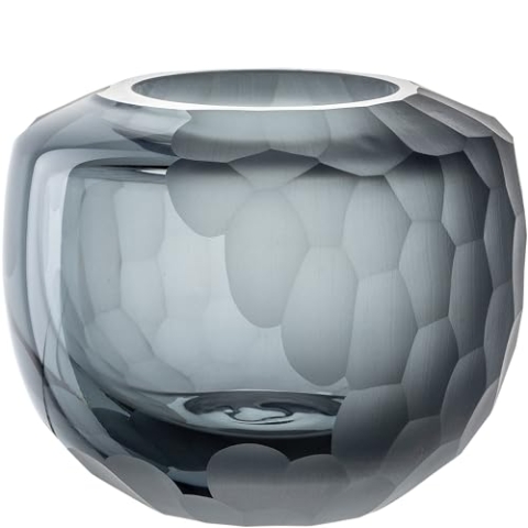 Leonardo Bellagio Tischvase - Vase aus hochwertigem Glas mit Struktur außen - Handarbeit - Höhe 10 cm, Durchmesser 11 cm - Anthrazit, 036444