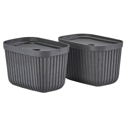 Zone Denmark Pulp Aufbewahrungsboxen mit Deckel – Boxen Aufbewahrung – Stabile Kisten aus 100% Recyclingmaterialien – 2 Stück – 23 x 15 x 15 cm – Schwarz