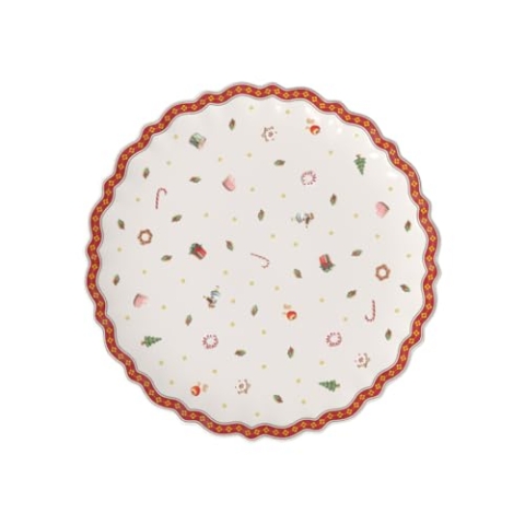 Villeroy & Boch Toy's Delight Kuchenplatte auf Fuß, 28 cm, Premium Porzellan, Weiß/Rot
