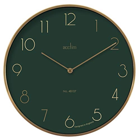 Acctim Madison 29515 Wanduhr, gebürstetes Metall, Urban-Dschungelgrün