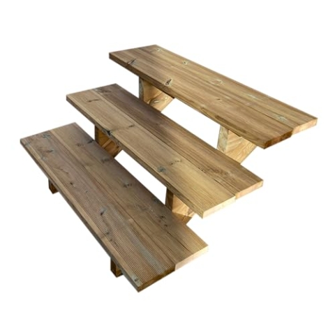 Außentreppe Holz, 2 bis 7 Stufen, fertiges Set, Gartentreppe aus Holz, für Garten, Balkon und Terrasse (3 Stufen ohne Setzstufen, 100 cm)