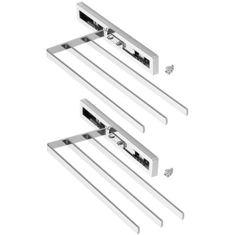 2 Stück SO-TECH® Handtuchauszug Elegance Chrom 3-armig 325 mm eingeschoben, 470 mm ausgezogen Handtuchhalter Handtuchstange