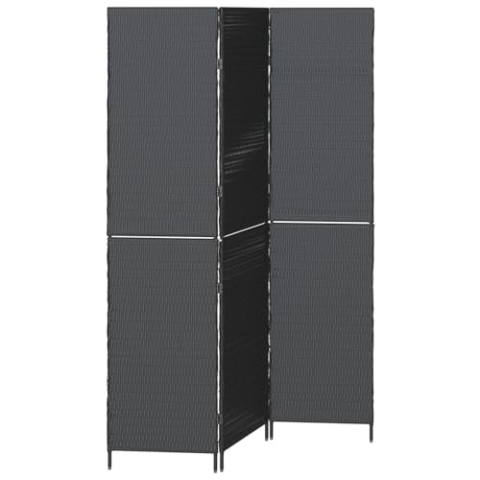 vidaXL 3 Panel Faltbarer Sichtschutz | Einstellbarer schwarzer Rattan-Raumteiler 180 cm hoch für Zuhause und Büro, leicht, kompakt, einfach zu lagern, tragbar, dekorativ
