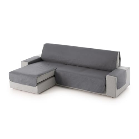 Textil-home Adele Chaise Longue Sofa Bezug, Schutz für Linke Arm Gesteppte Sofas. Größe -240cm. Farbe Grau (Vorderansicht)