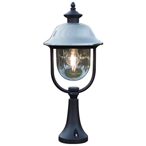 Konstsmide Parma 7241-000 Sockelleuchte / B: 24cm T: 24cm H: 52cm / 1x75W / IP43 / lackiertes Aluminium / matt-schwarz / Edelstahl
