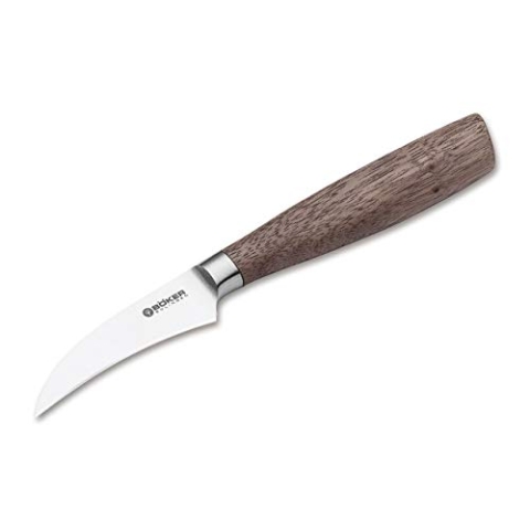 BÖKER SOLINGEN® Core rundes Profi Schälmesser mit Holzgriff - gebogene Edelstahl-Klinge 7 cm - Paring Knife - geschmiedetes Tourniermesser rostfrei, Braun