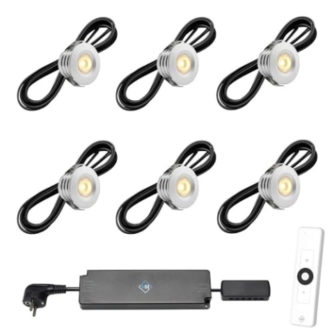 Hamulight LED Einbaustrahler Terrassenüberdachung Pals ab mit Fernbedienung | Wintergarten Beleuchtung - Einbauleuchten - Terrassendach - Überdachung | 3W - Dimmbar - Warmweiß | Set mit 6 Stück