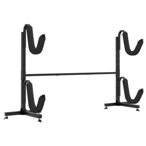 vidaXL Lagerregal für 2 Kajaks, Kajakregal mit 2 Ablagen, Standregal für Kajak SUP-Board Kanus Paddelbrett, Kajakhalter Ständer, Stahl