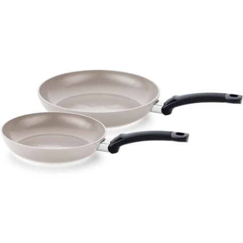 Fissler Ceratal Classic Pfannen-Set / 2-teilig, Aluminium-Pfanne, Keramik-beschichtet (24+28 cm) Ceramic Bratpfanne antihaftend, Made in Germany – Induktion, Grau