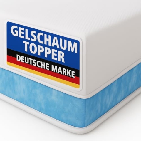 Arensberger Matratzen Topper Premium, 140x200cm, Gelschaum Matratzentopper, waschbarer Bezug, geeignet für Federkern & Schaumstoff Matratzen, H2 H3, Matratzenauflage Höhe 8cm