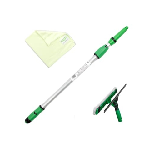 UNGER Fensterreinigungs-Set 1,25 m (inkl. Fensterwischer, Verlängerungsstange, Mikrofasertücher, streifenfreie Reinigung) AK131