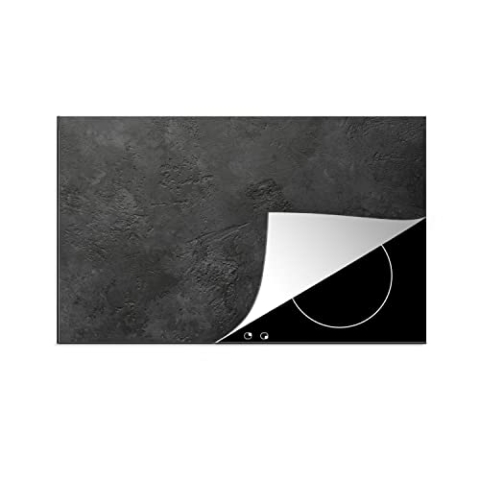 MuchoWow Herdabdeckplatte Ceranfeld Spritzschutz Küche Beton - Strukturiert - Industriell - Schwarz - Grau 81x52 cm Induktionsherd Abdeckung Induktionskochfeld Ceranfeldabdeckung
