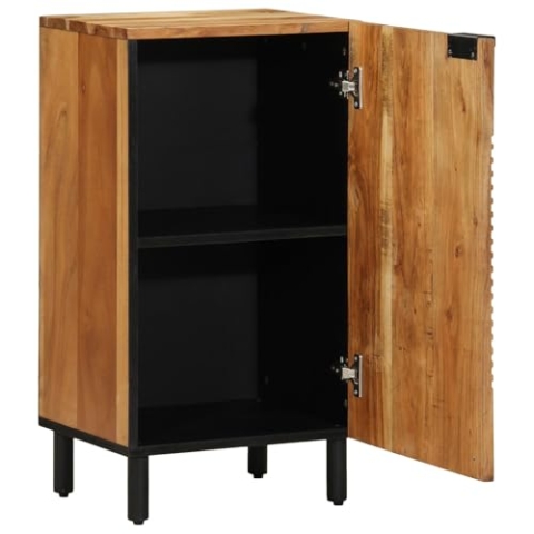 vidaXL Massivholz Akazien Medienlagerungsschrank Modernes Design Mit Viel Stauraum Für Wohnzimmer Schlafzimmer Büro Lackiertes Finish Langlebig Stylische Organisationslösungen Möbel