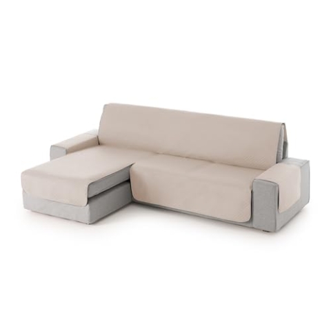 Textil-home Adele Chaise Longue Sofa Bezug, Schutz für Linke Arm Gesteppte Sofas. Größe -240cm. Farbe Beige (Vorderansicht)