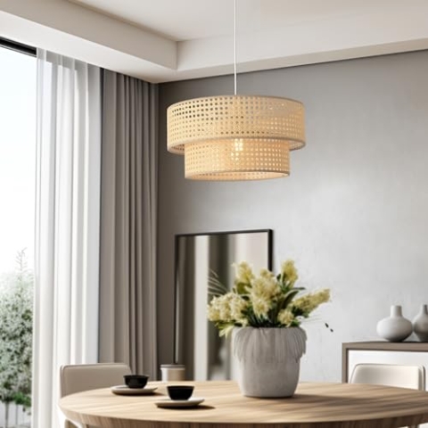 lux.pro Hängeleuchte Ascot Hängelampe Lampenfassung E27 Pendelleuchte Rattan Lampe Ø40 cm Rattanoptik