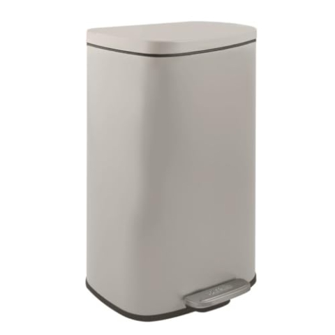 Spirella Mülleimer, Abfalleimer, Treteimer für die Küche, 30 Liter, Softclose, Inneneimer aus Kunststoff, mit Fußpedal Taupe