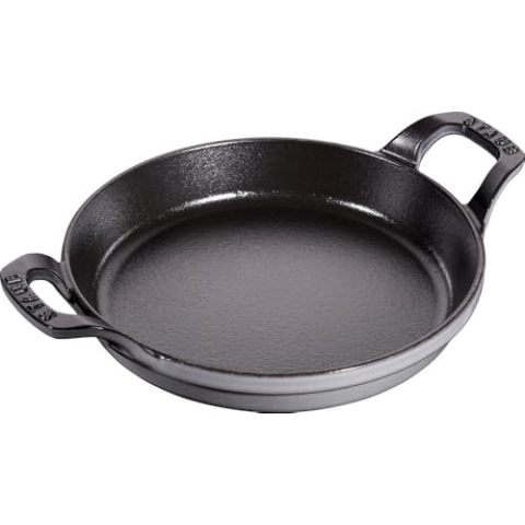 STAUB Ofenform/Servierplatte/Auflaufform, rund mit 2 Griffen, 20 cm, 0,75 L, Gusseisen, Für alle Herdarten inkl. Induktion & Backofen, stapelbar, Graphitgrau