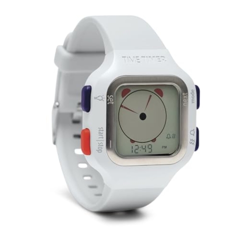 TIME TIMER Watch – Visueller analoger und digitaler 12-Stunden- oder 24-Stunden-Countdown-Timer für Kinder zum Lernen,Testen Workout-Tracker (Arktisches Weiß)