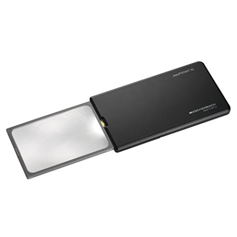 Taschenleuchtlupe easyPOCKET XL [Eschenbach 152210] Vergrößerung und Licht im kompakten Format, Farbe: Schwarz, Vergrößerung: 2,5x, Dioptrie: 6