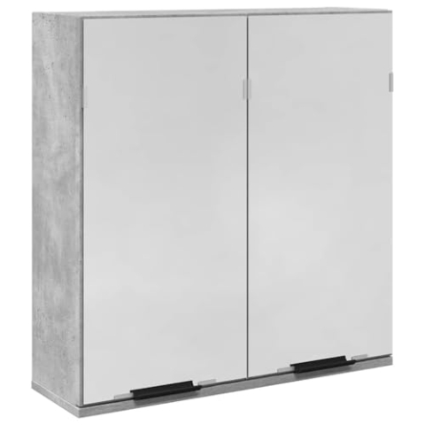 vidaXL Bad-Spiegelschrank Betongrau 64x20x66,5 cm Holzwerkstoff, Badschrank mit Spiegel, Badezimmer-Wandschrank mit Spiegel, Bad-Wandschrank mit Spiegel