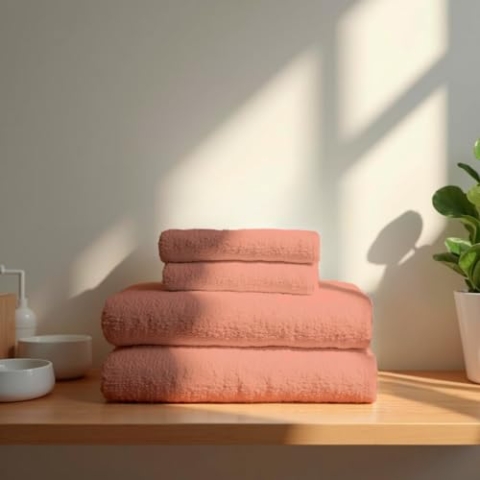 TRAMAS+ 4er-Set Premium Handtücher 700 g, 100% Baumwolle, 2 Handtücher 50x100 cm und 2 Badetücher 70x140 cm, extra weich, schnelltrocknend und sehr saugfähig - Nude