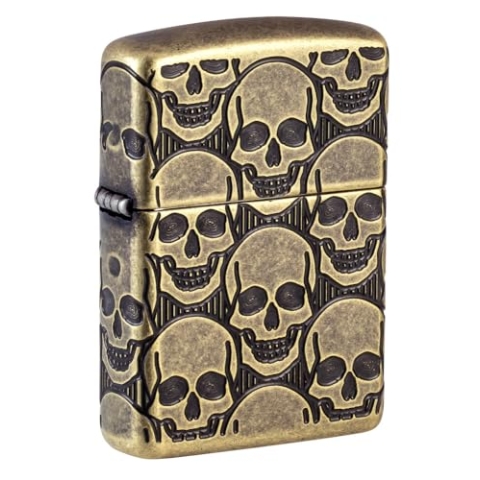Zippo Cackling Cranium Design Armor Antique Brass Pocket Lighter