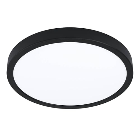EGLO connect.z Smart-Home LED Bad-Deckenlampe Fueva-Z, Ø 28,5 cm, ZigBee, App und Sprachsteuerung Alexa, Lichtfarbe (warmweiß-kaltweiß), dimmbar, Alu Aufbauleuchte schwarz, IP44