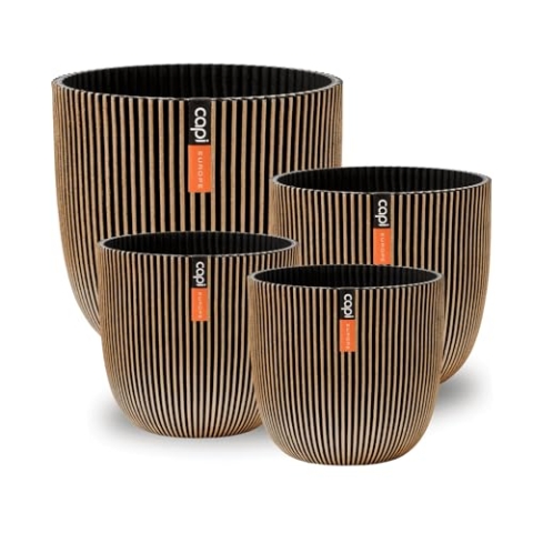 Capi Europe - Geschenkset Blumentopf Kugel Groove 'Made with' Gold - Set L - Blumentöpfe für drinnen und draußen - Hergestellt aus recycelten Materialien