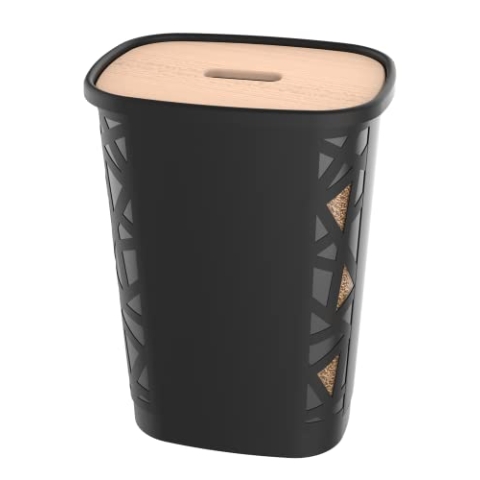EDA - Pelletkasten Jura Montania XL mit Rollen, 70 l – für 45 kg Pellets – Schwarz, 010482 NO, 49,6 x 37,9 x 66,4 cm