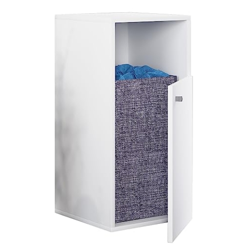 VCM Holz Wäscheschrank | Wäschetruhe | Wäschekorb | Maße ca. H. 74 x B 40 x T. 39 cm – Dreso L 1f Weiß