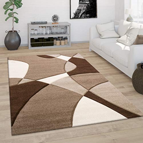 Paco Home Teppich Wohnzimmer Kurzflor Schlafzimmer Modern 3D Optik Geometrisches Muster Konturenschnitt, Grösse:80x300 cm, Farbe:Braun