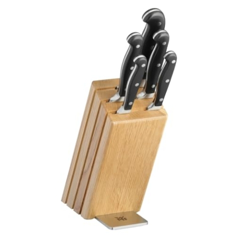 WMF Spitzenklasse Plus Messerblock mit Messerset 6teilig, Made in Germany, 5 Messer geschmiedet, Eichenholz-Block, Performance Cut
