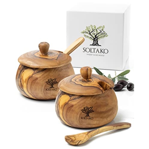 SOLTAKO Olivenholz Salz- & Zuckerdose Spicery 2er Set