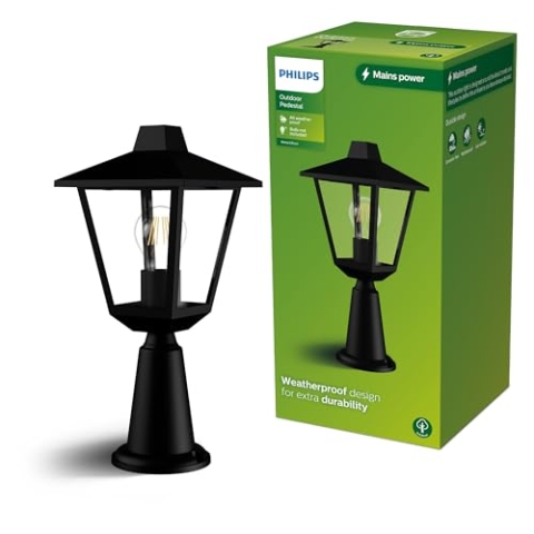 Philips Kinno Sockelleuchte für den Außenbereich, Up-Light, ohne Sensor, Max. 25 Watt, E27-Fassung, Schwarz