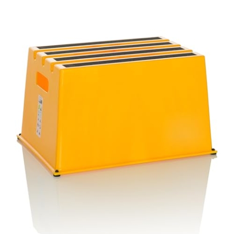 hjh OFFICE Tritthocker bis 150kg belastbar TIO-E1 Kunststoff, Rutschfester Tritt, Schemel für Zuhause und Gewerbe, 31 x 52,5 x 37,5 cm, Gelb