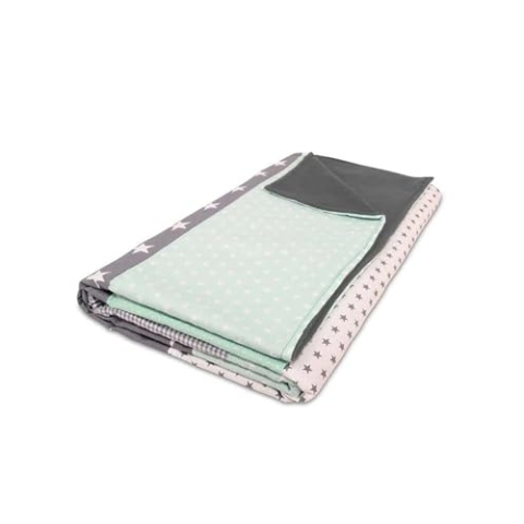 ULLENBOOM ® Kinderdecke 100x140 cm Mint Grau (Made in EU) - Babydecke aus 100% OEKO TEX Baumwolle & Fleece, ideal als Kuscheldecke